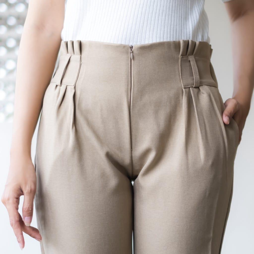 Celana Kerja Kantor Wanita Baggy Pants Highwaist Pinggang Karet Terbaru || Celana Kerja Wanita Highwaist Pinggang Rempel Karet Sleting Depan