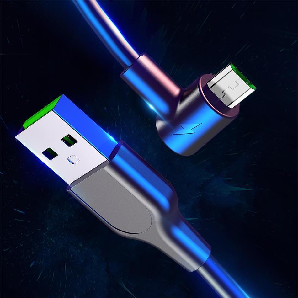 Kabel Data / Fast Charging Micro Usb v8 Siku 90 Derajat 1m 2m 3a Untuk Android