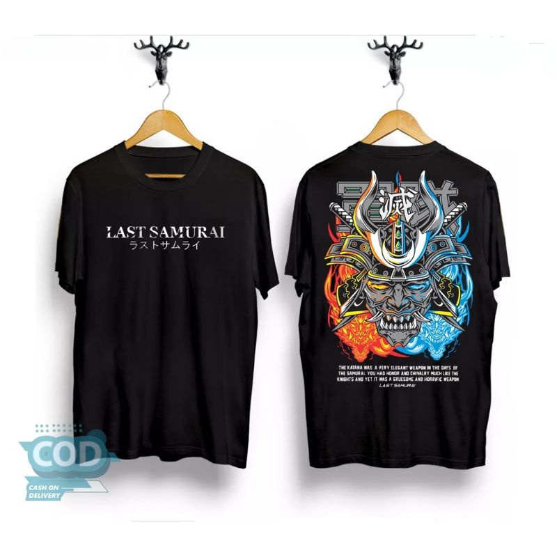 kaos t -shirt samurai / kaos japan / kaos last samurai /Baju Kaos Topeng Gold Distro Samuria Kaos Murah Bergambar T-shirts Bandung Atasan Unisex Kaos Pria Lengan Pendek