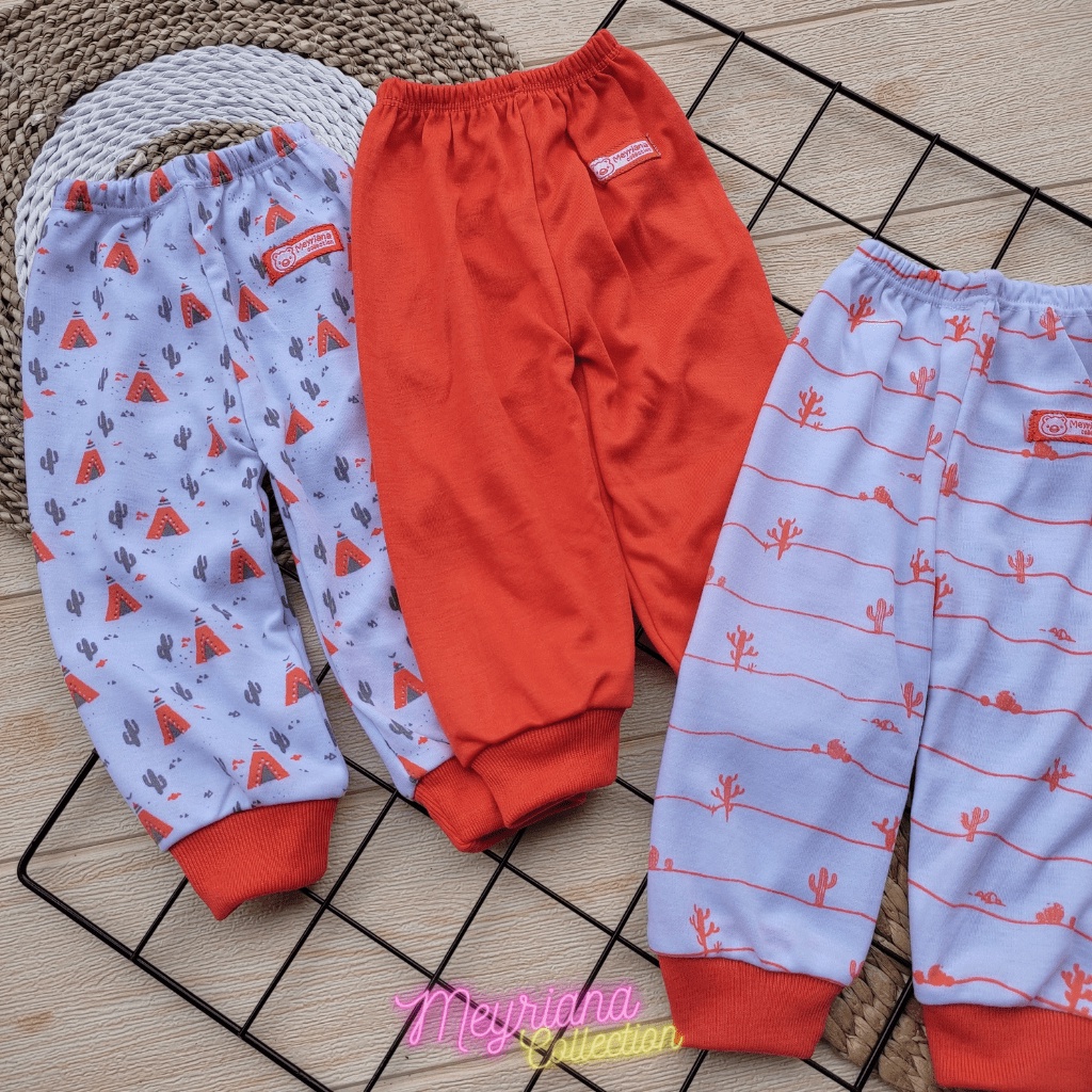 3 Pcs Celana Panjang Bayi Baru Lahir Seri Orange Meyriana Collection