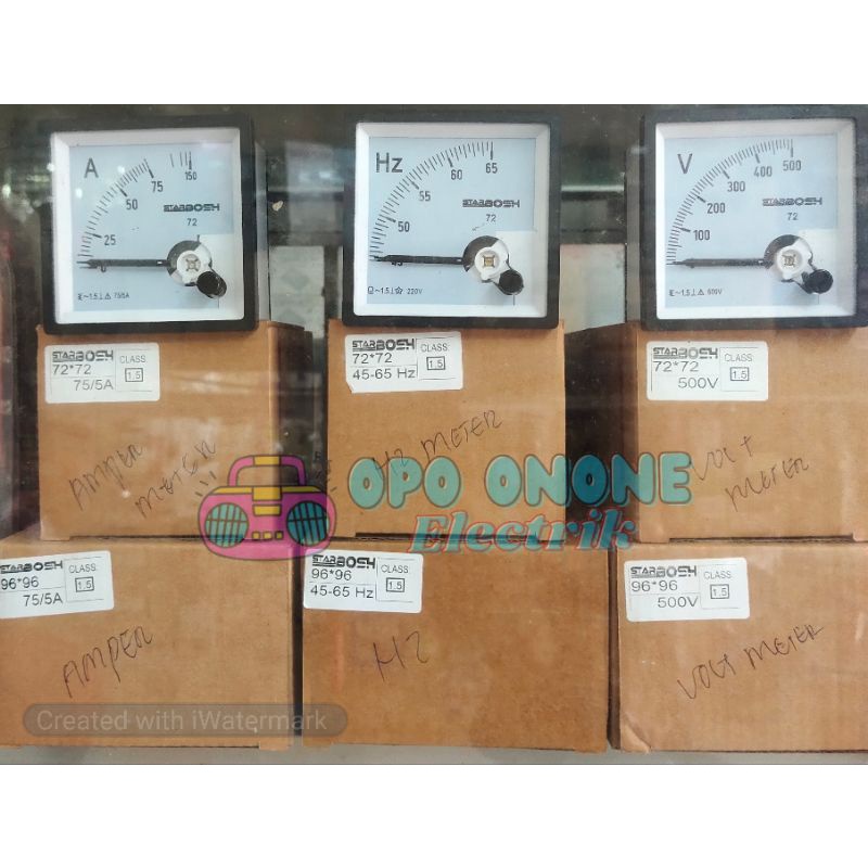 AMPERE meter 75/5A | VOLT meter 500v | HZ meter 45-65hzMETER ANALOG 96*96