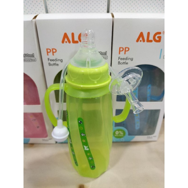 Botol Susu Slim Neck lengkap Botol+Nipple+Sedotan+Pegangan Botol BPA Free 250Ml