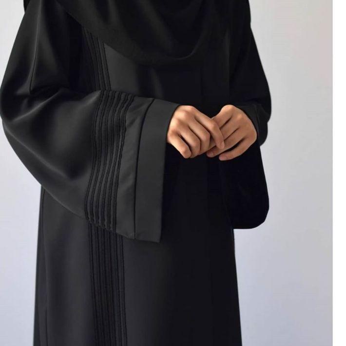 ゝ ABAYA FATIMAH LIST HITAM POLOS EXCLUSIVE DUBAI ARAB TURKEY KEKINIAN ㊜