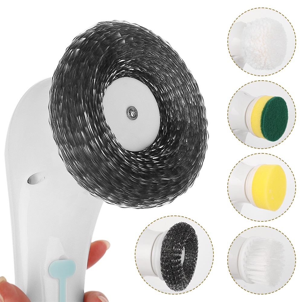 Hot Sale/Lima Sikat Sikat Pembersih Elektrik 5-in-1 Multi-Fungsional USB Charging Alat Cuci Kamar Mandi Aksesoris Bersih Dapur Mudah Cuci Piring