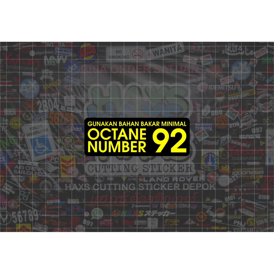 Cutting Sticker Octane Number 92 10 Cm Untuk Motor Mobil