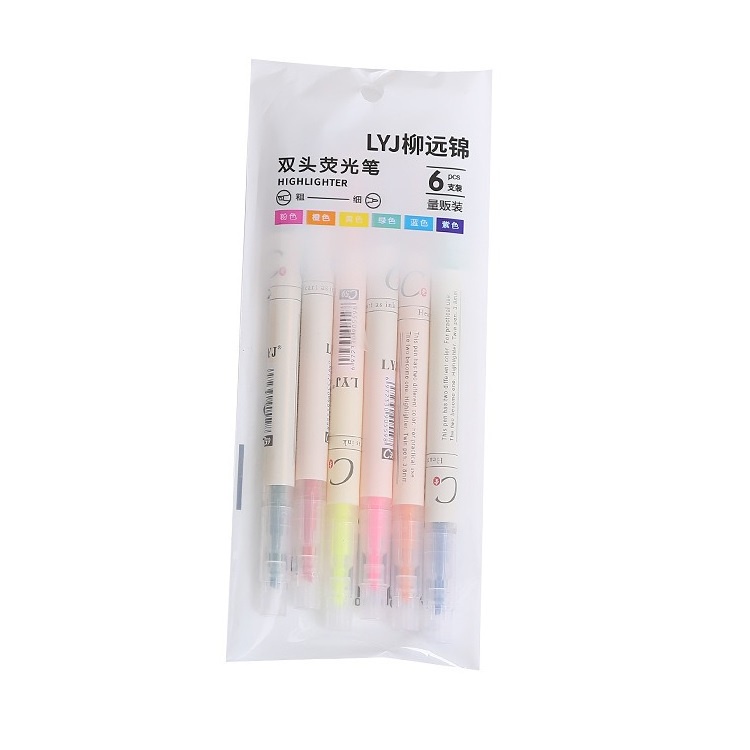 6 pcs 12 Warna Stabilo Pen Highlighter Dua Sisi OSM-ST0052 isi 6