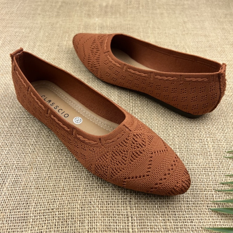 MARASYAFFA - SEPATU FLAT WANITA RAJUT IMPORT BK01