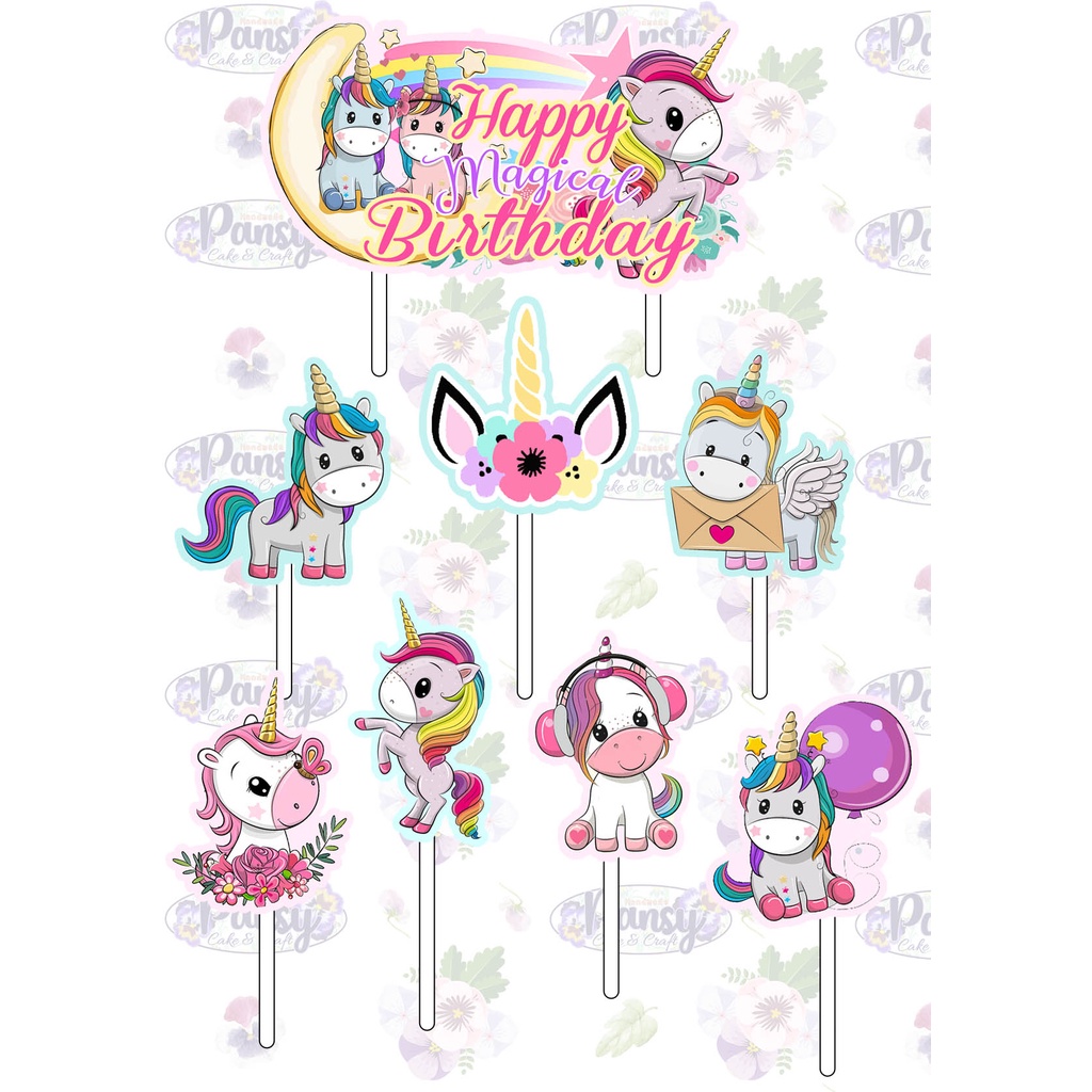 Cake topper / Cupcake topper Cute Unicorn NEW EKONOMIS
