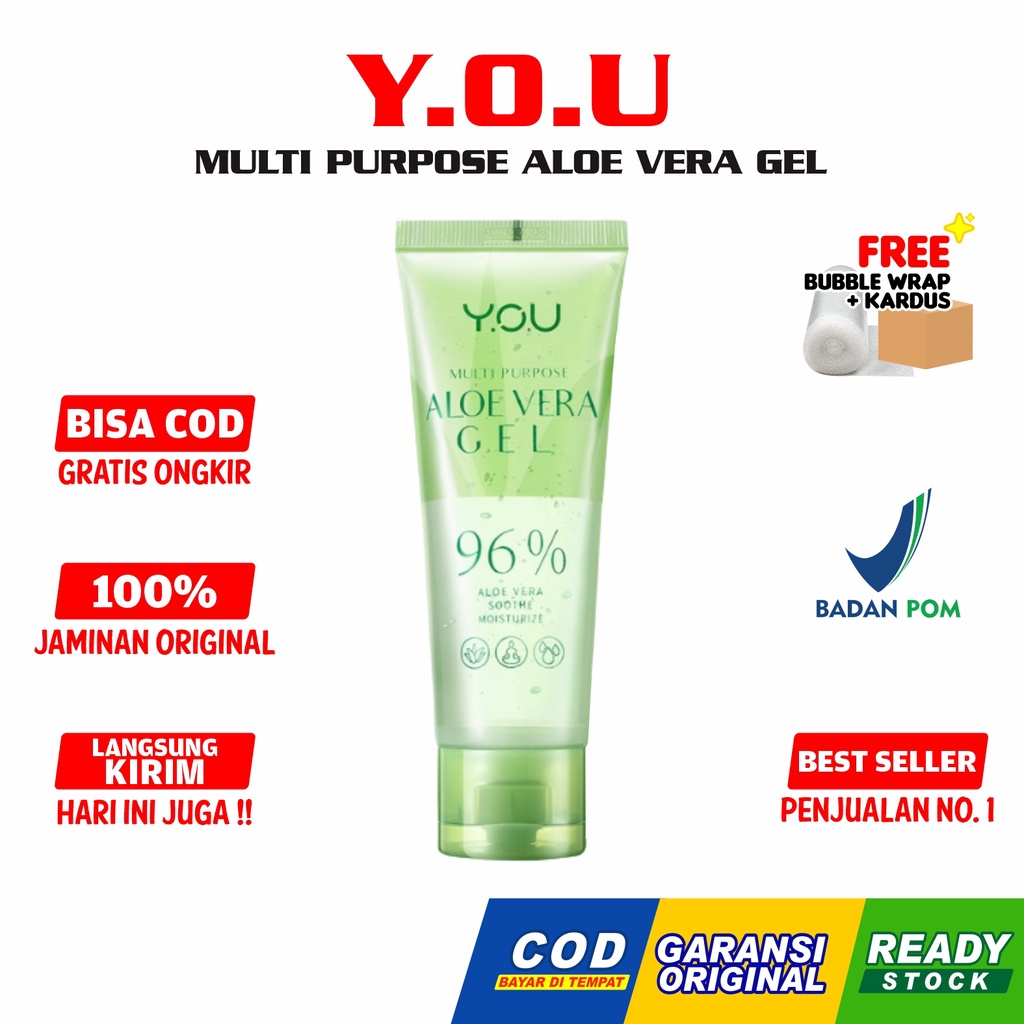 YOU Multi Purpose Aloe Vera Gel 96% Natural | Gel Pelembab Wajah Original by Y.O.U