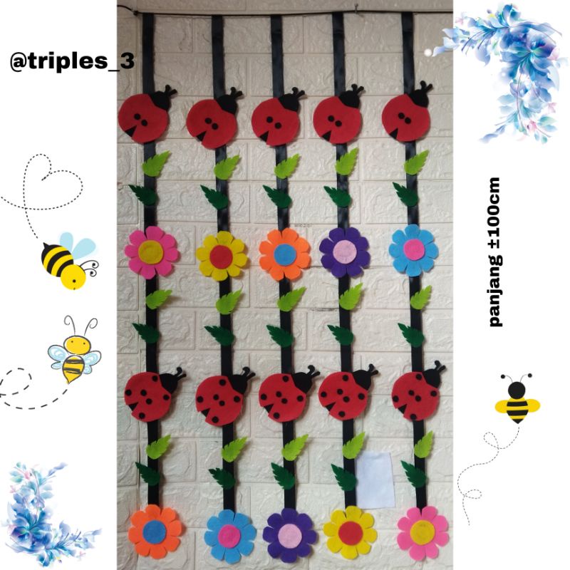 Hiasan dinding kerajinan flanel tirai kumbang
