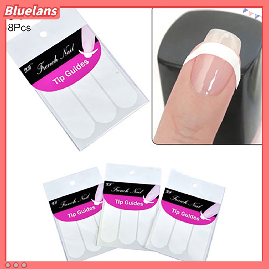 Bluelans 48Pcs Stiker Stensil Panduan Bentuk Kuku Untuk Dekorasi Manicure