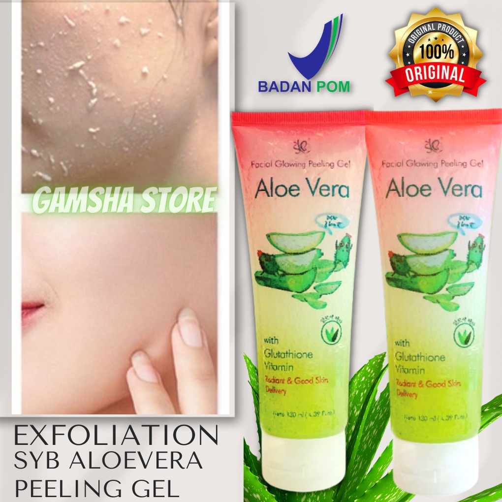 QEILA - SYB FACIAL GLOWING PEELING GEL ALOE VERA WAJAH ALOEVERA 130 ML