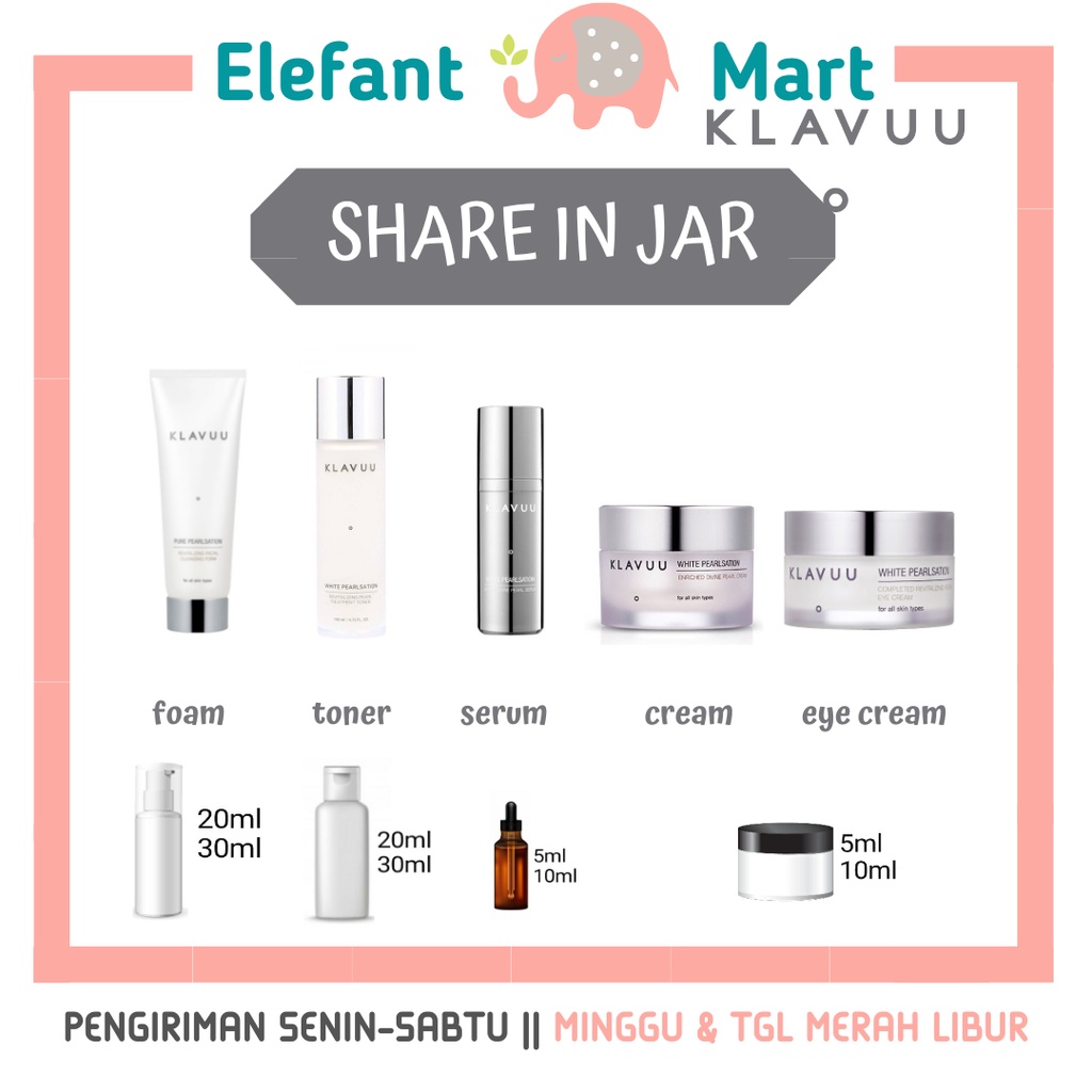 ELEFANT MART - SHARE KLAVUU White Pearlsation Pearl Toner Clansing Foam Divine Serum Eye Cream