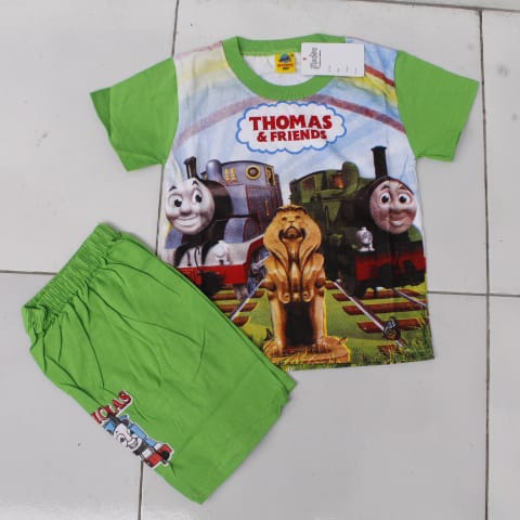 SETELAN BAJU THOMAS PRINTING BAHAN KAOS