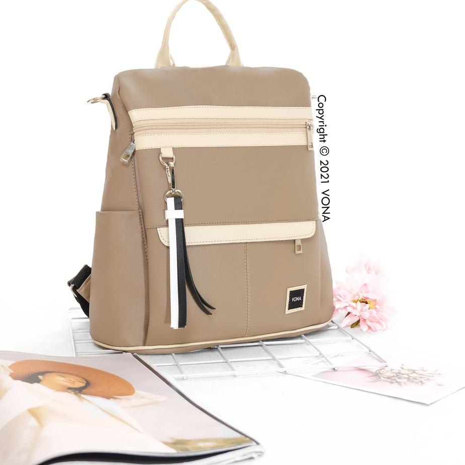 Promo VONA Tas Ransel Wanita Korea Backpack Selempang Multifungsi 3 in 1 Anti Theft / Anti Maling - 