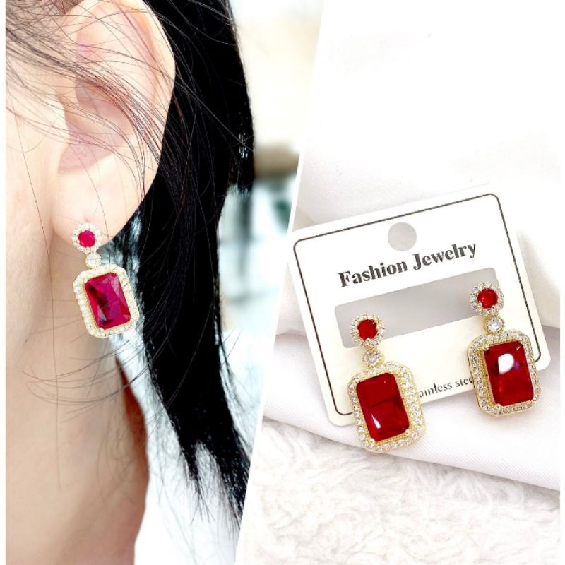 Anting Silver925 Perak  Anti Karat anti alergi anting premium berlian kilap N:16