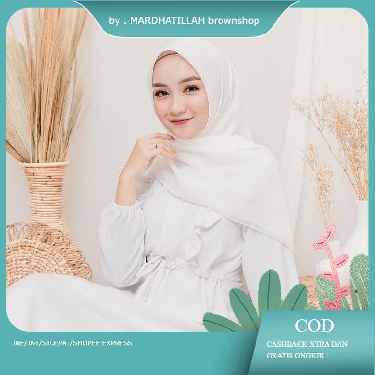 kerudung jilbab / hijab segi empat BELLA SQUARE polos bahan double hycon ( pollycotton ) premium jah