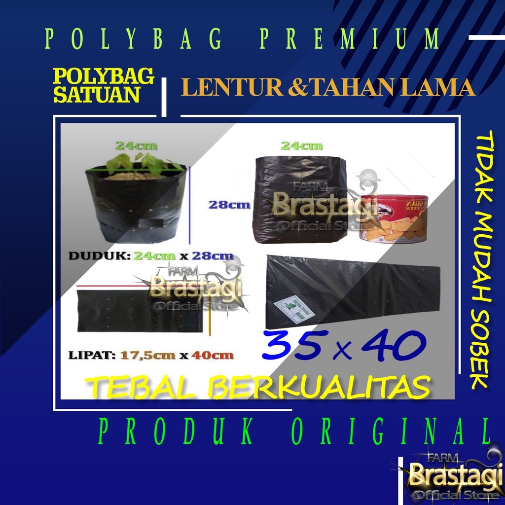 Polybag Polibag Plastik ukuran 35x40 cm untuk Tanaman - Kualitas Premium Tebal 35 x 40