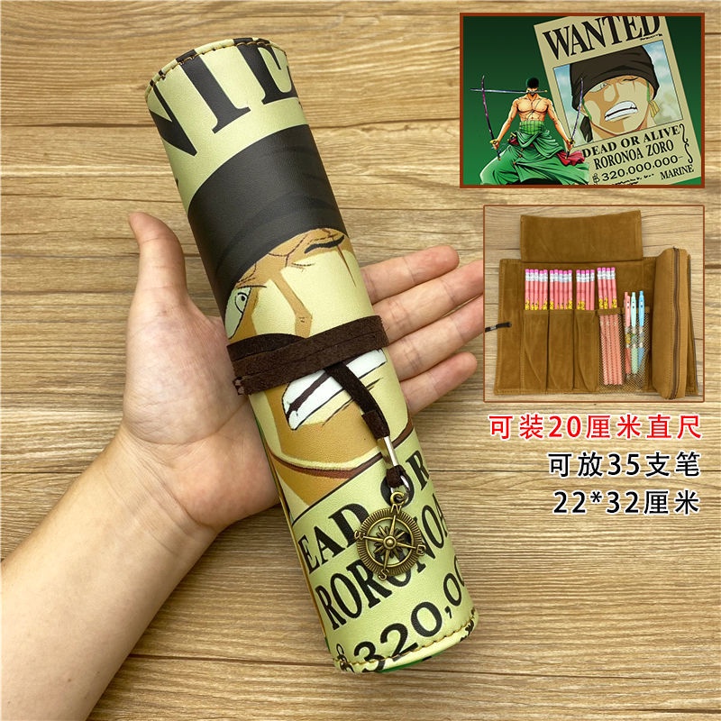 ◊☃Sera One Piece Scroll Pen Tas Topi Jerami Luffy Zoro Chopper Kapasitas Besar Kotak Alat Tulis Sastra Korea Segar Kotak Pensil