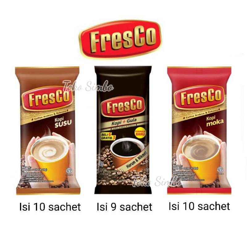 

Kopi bubuk Fresco coffee rasa susu moka mocca renceng sachet