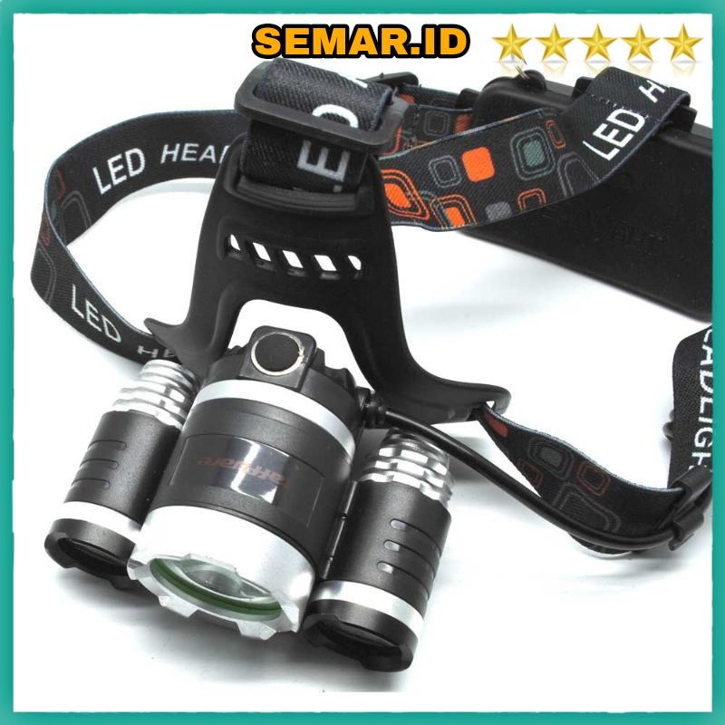 TaffLED Power Headlamp 3 LED 5000 Lumens Cree XM-L - T6 HD-LD - Black