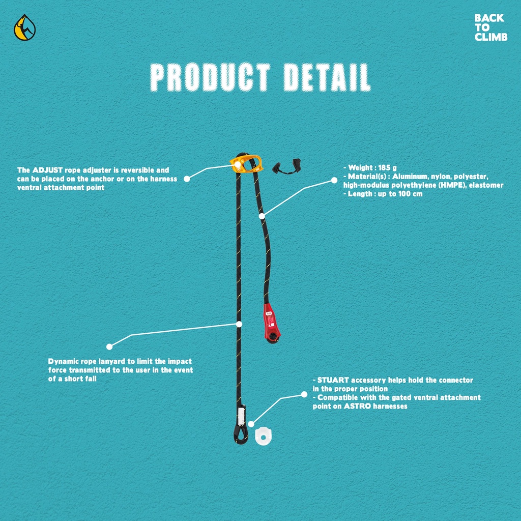 Petzl Progress adjust-i progression lanyard climbing work safety