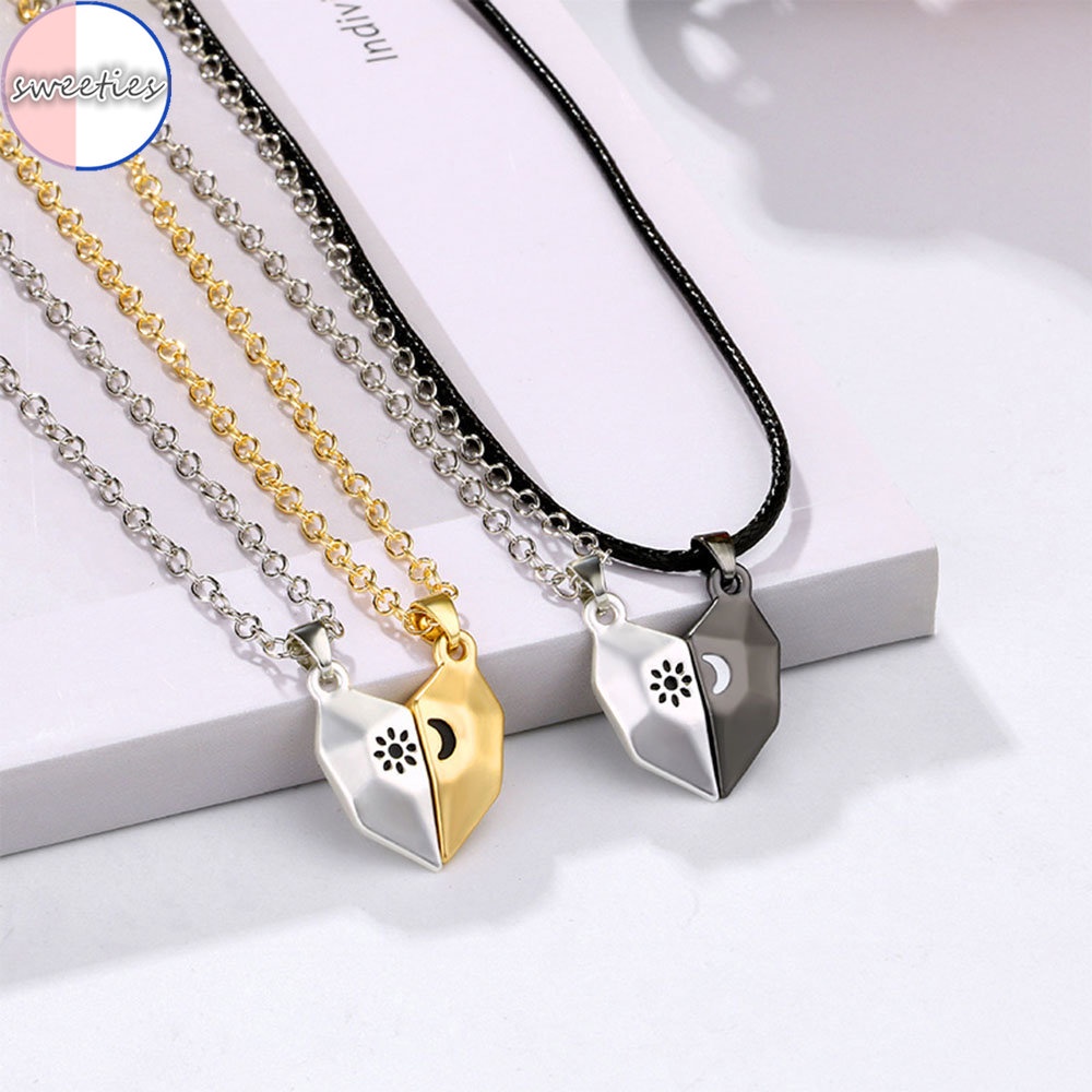 2pcs Kalung Liontin Batu Magnet Bentuk Hati Untuk Hadiah Hari Valentine