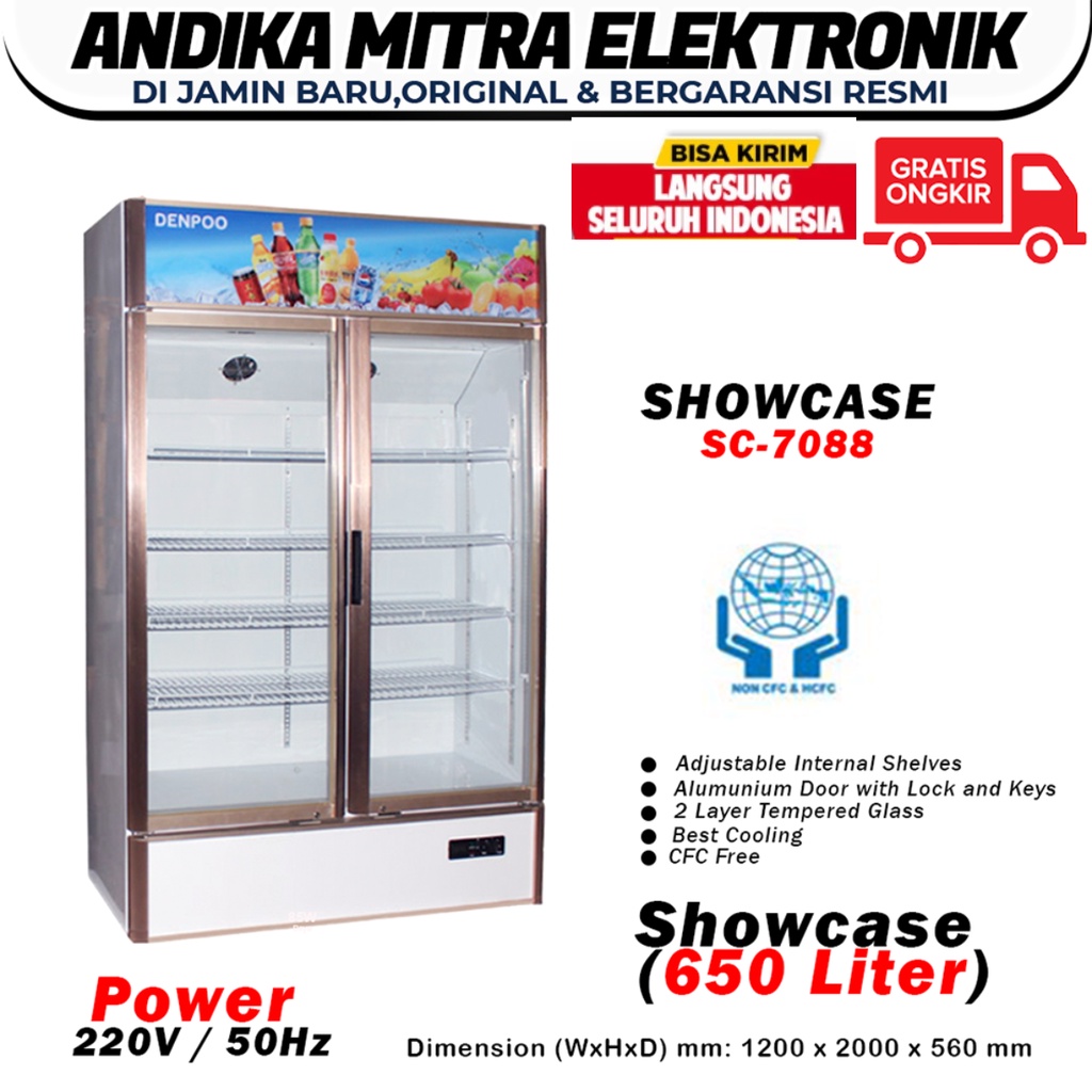 SHOWCASE 650 LITER SC 7088 PENDINGIN MINUMAN HEMAT LISTRIK