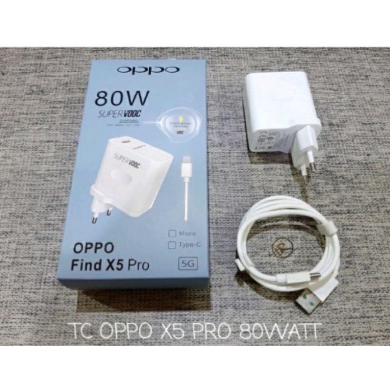 Charger OPPO FIND X5 PRO Travel Charger 80W Super Vooc Fast Charging Type C &amp; Micro Usb