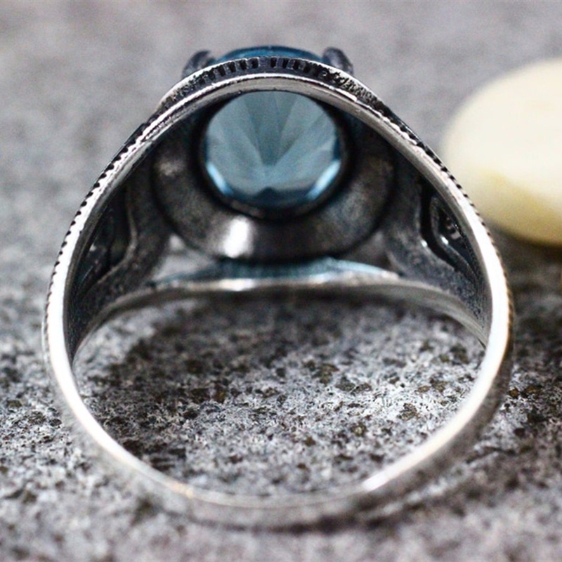 Cincin Sapphire Bahan Metal Gaya Kasual Untuk Pria