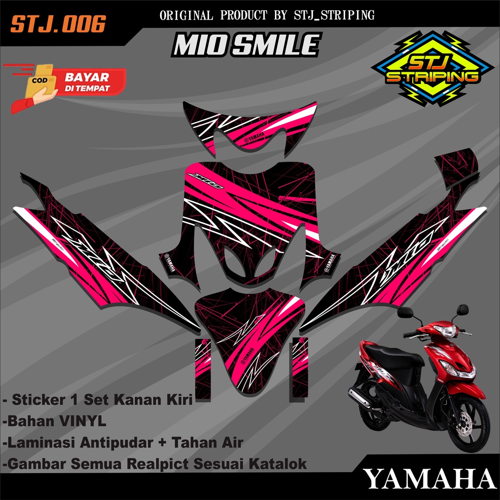 Sticker Striping DECAL MIO SMILE - Stiker Striping DECAL Variasi Motor MIO SMILE Desain Racing STJ.0