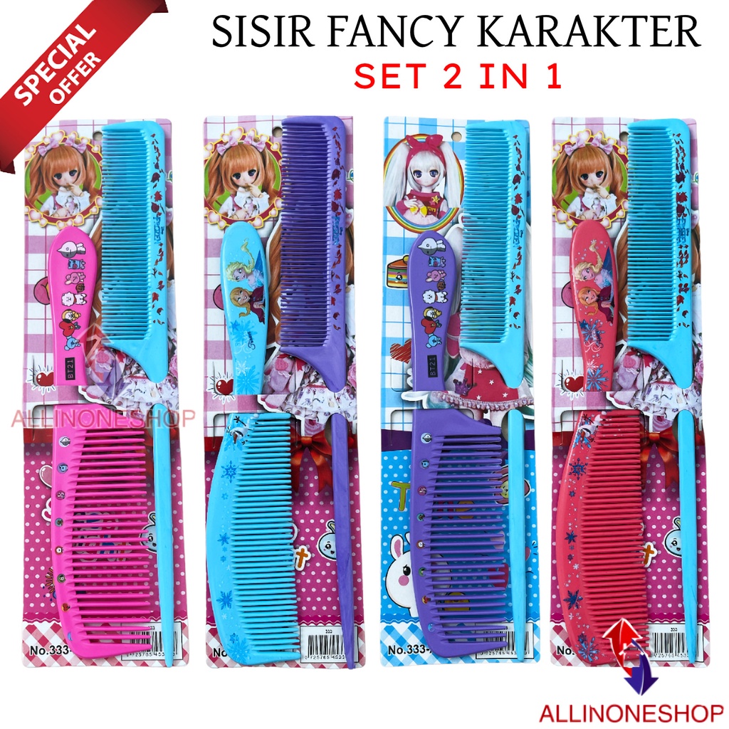 SISIR FANCY SET 2 IN 1 / HAIR COMB / SISIR RAMBUT KARAKTER / SISIR GAGANG MOTIF / SISIR FANCY / SISIR MOTIF KARAKTER