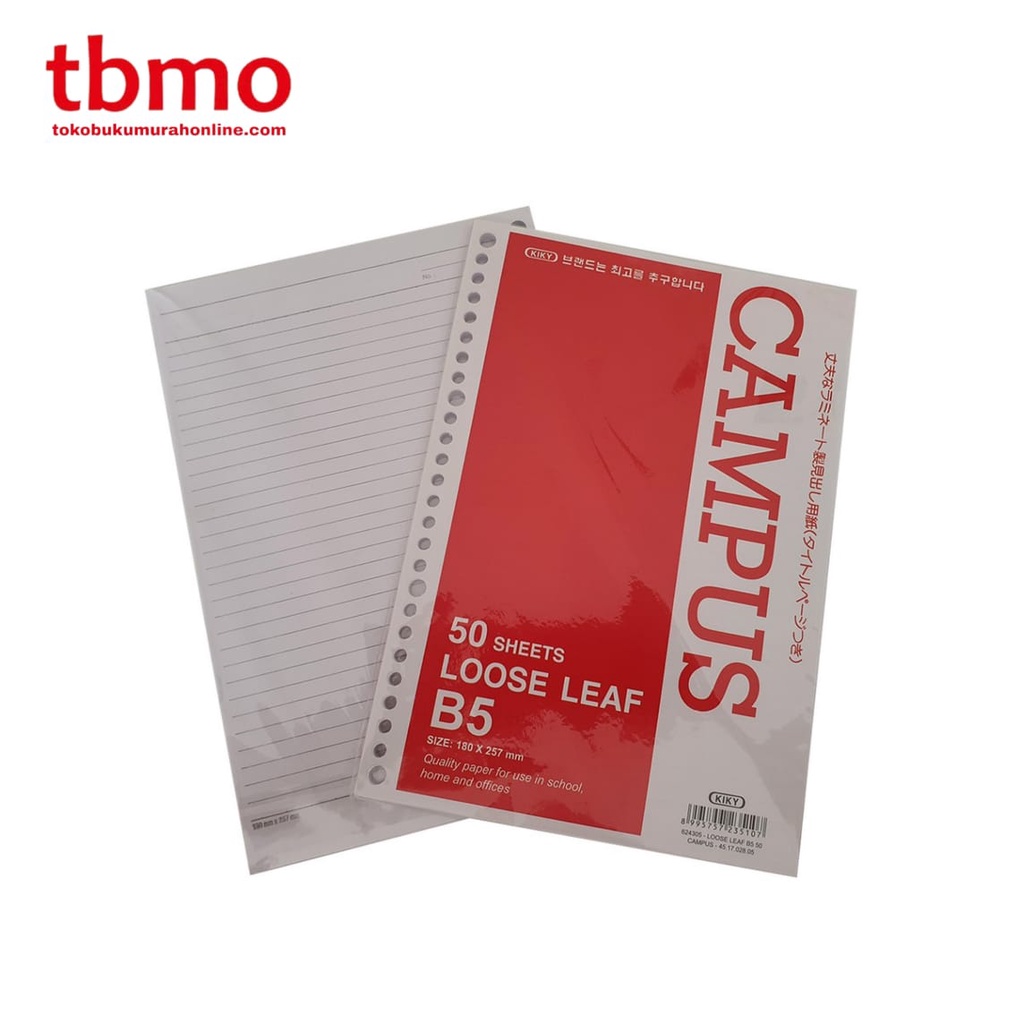 

TBMO LOOSE LEAF GARIS B5 ISI 50 LEMBAR KIKI 624305 / ISI BINDER