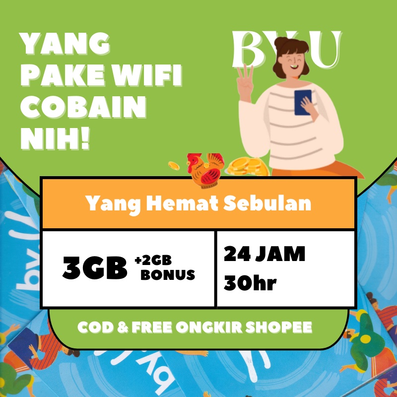 Kartu Perdana by U byU Telkomsel 3GB 30hr BARU COD Internet