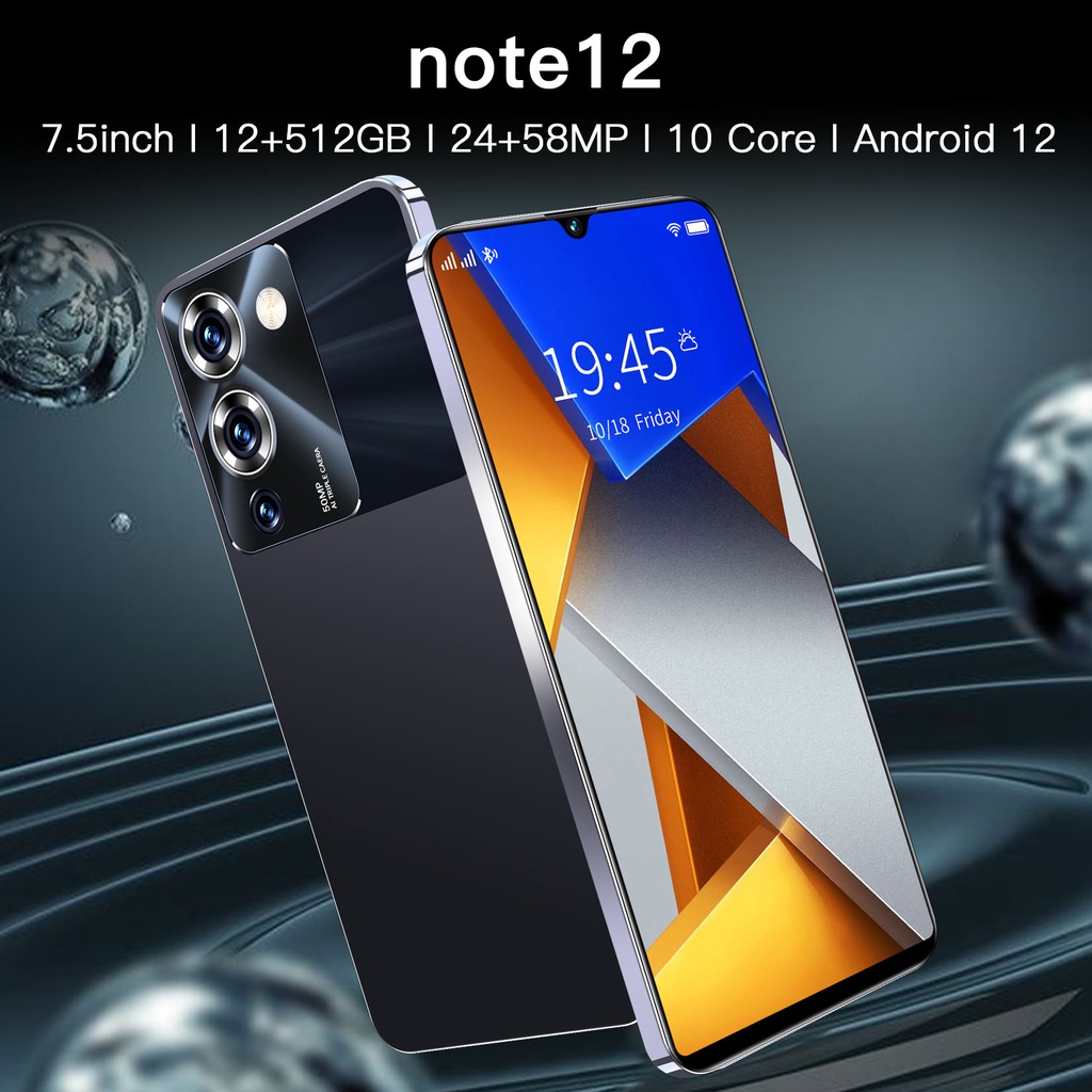 【Bisa COD】HP NOTE 12 Pro HP Murah Cuci Gudang RAM 12GB+512GB Handphone android 4g/5g AMOLED 7.5&quot; Ponsel Baru 4G/5G Smartphone Bisa COD Cicilan gaming phone | hp note 11 pro | hp hot 11 | hp note 12 pro