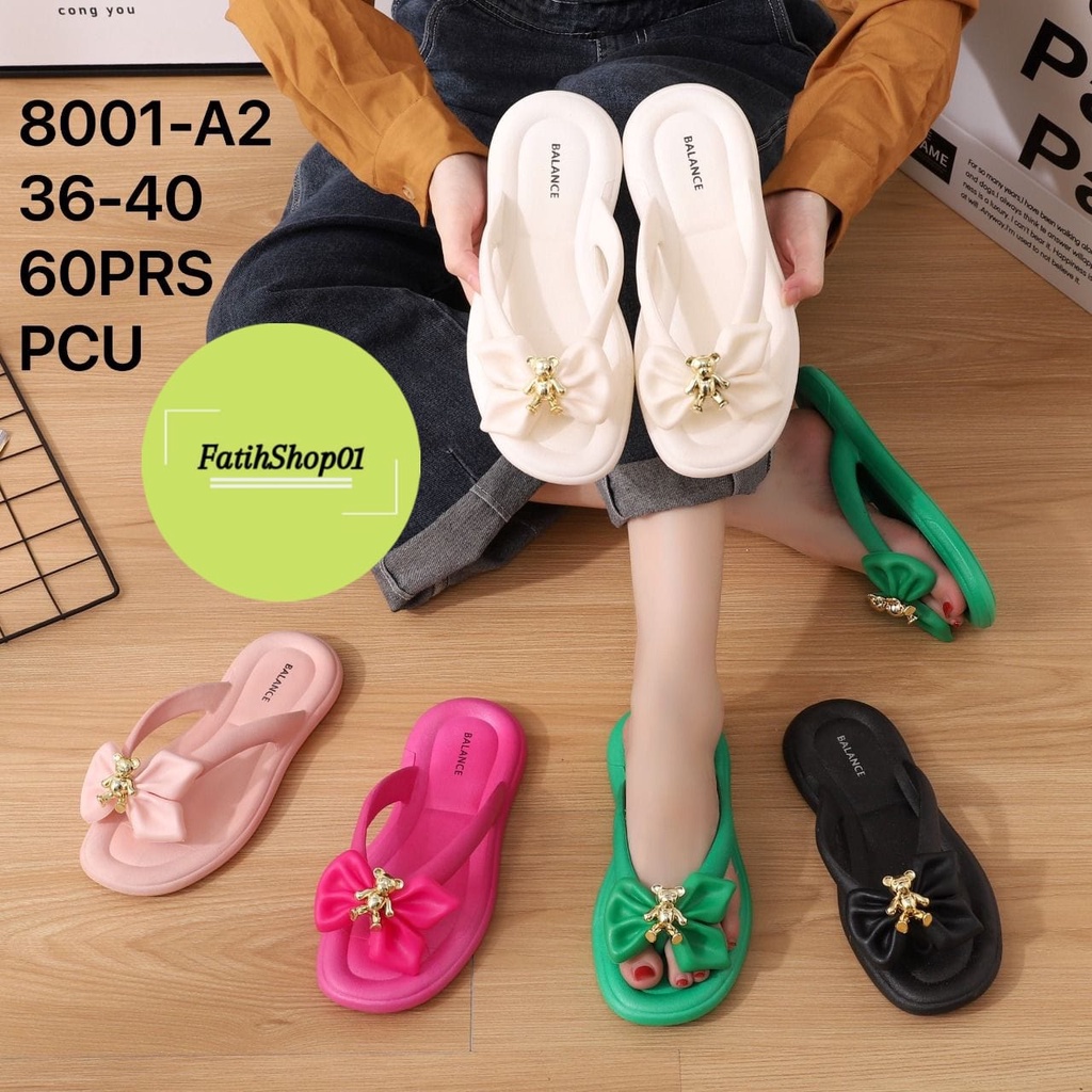 Sandal Jepit Wanita Balance 8001-A2 (36-40) Sandal Karet Jelly empuk korean style terbaru