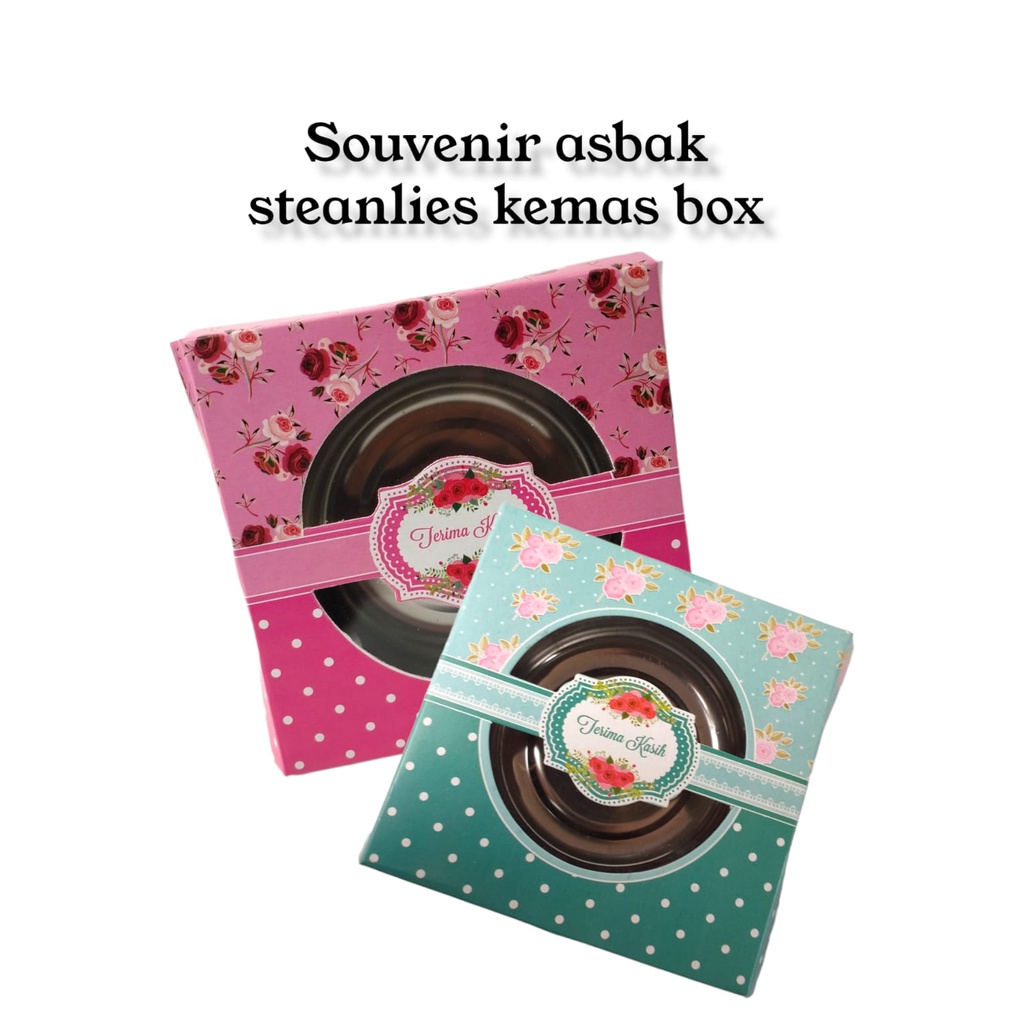 Souvenir Pernikahan Murah & Unik Asbak Stainless Steel Kemas Box Motif