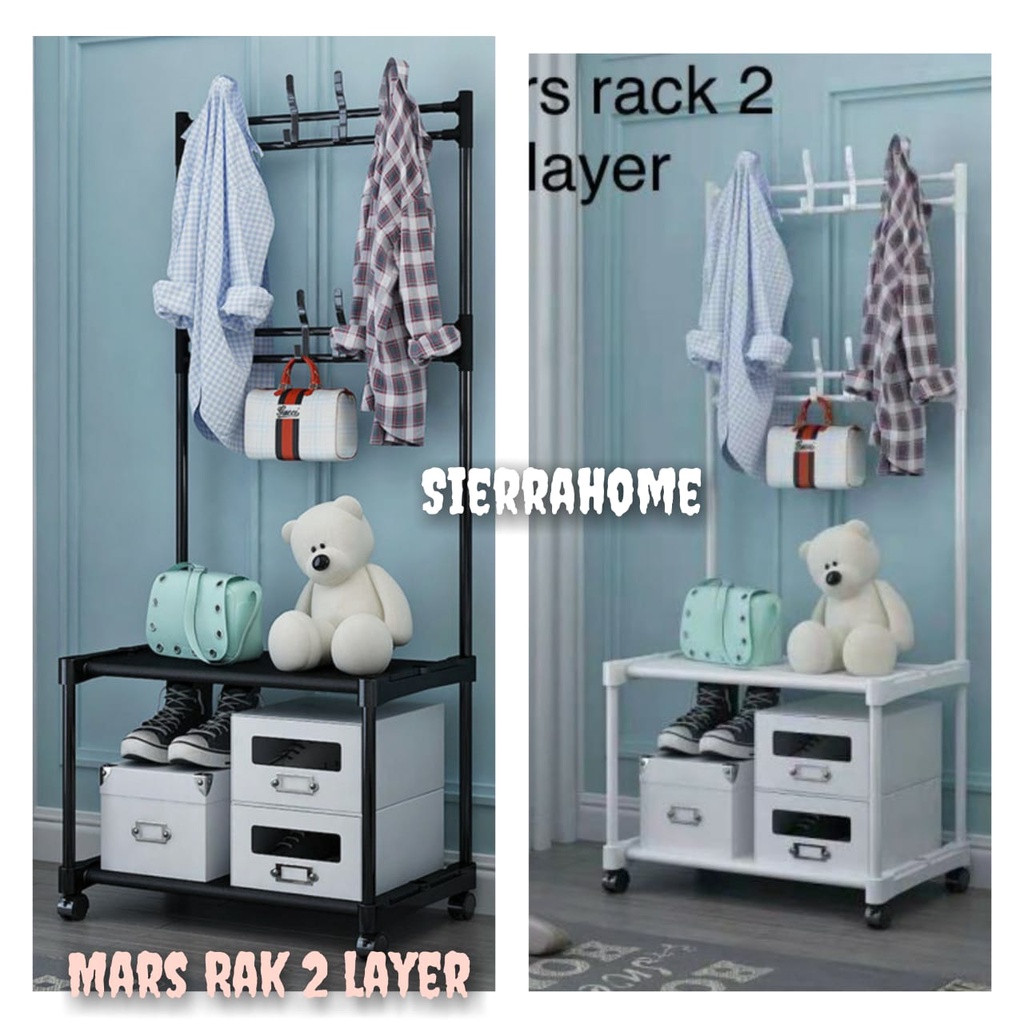 SIERRAHOME.. Mars Rack 2 layer rak gantung baju tas topi, serbaguna