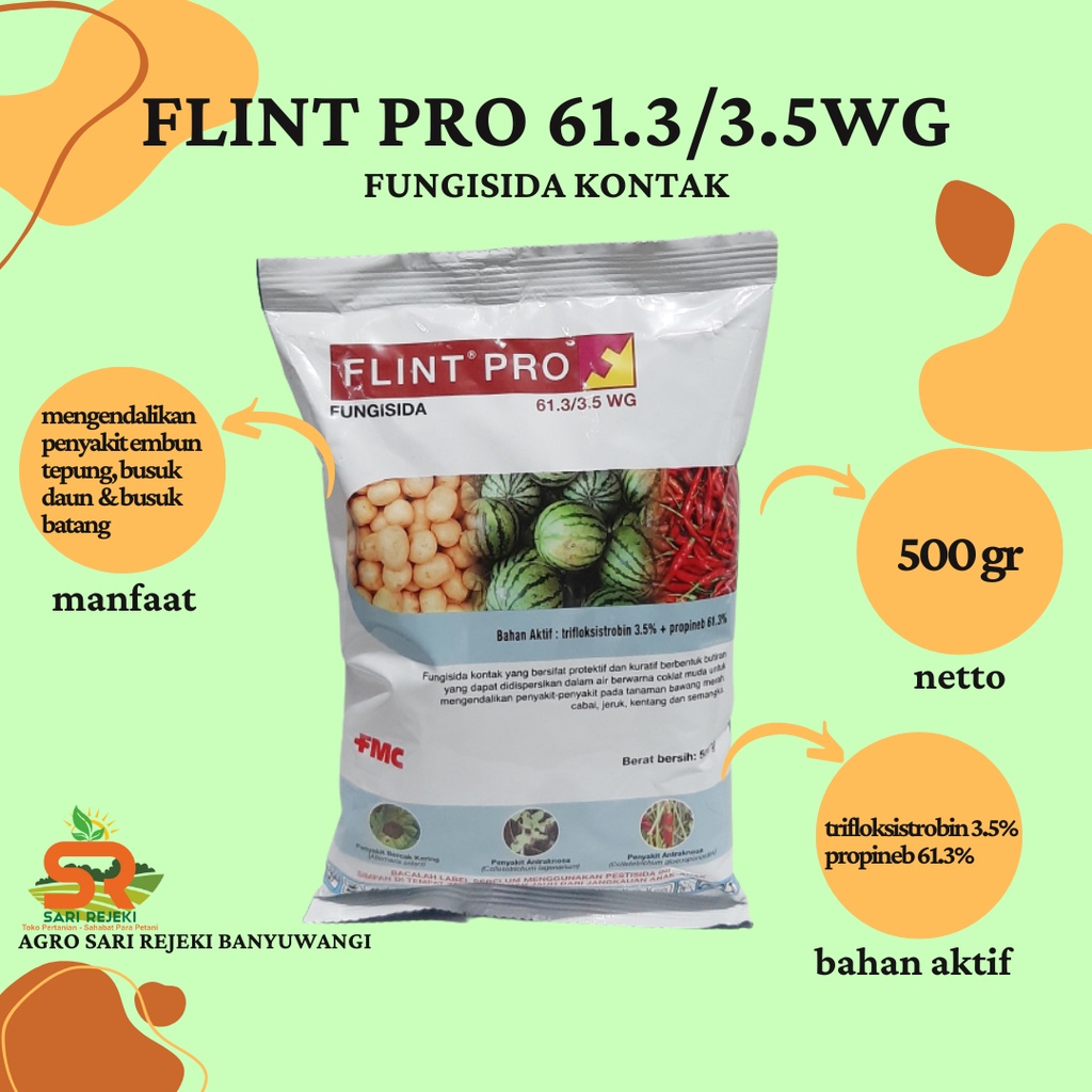 FLINT PRO 61.3/3.5WG 500GR FUNGISIDA (spelialis busuk daun dan busuk batang)