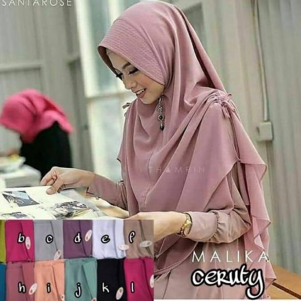{MJY.18Oc22a} Hijab Khimar Malika Serut Samping || Jilbab 2 Layer Kerut Samping Livia Cerruty Premiu