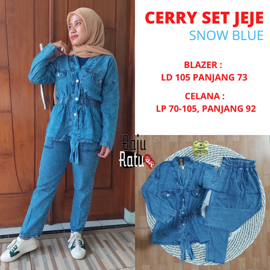 AMANDA SET CERRY BLAZER SETELAN CELANA BAGGY JEJE ONE SET JEANS WANITA BR