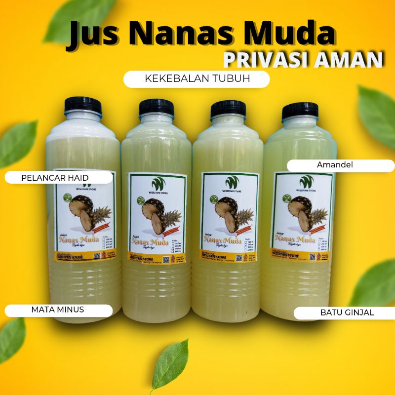 

1 Paket Jus Nanas Muda Warna Hijau Pelancar Haid 350ml dan 500ml - Herbal Alami - Asli Lereng Gunung Muria