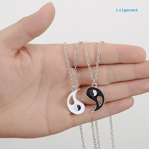 [LSFA] 2pcs/set Sahabat Tai Chi Yin Yang Berongga Liontin Split Matching Kalung