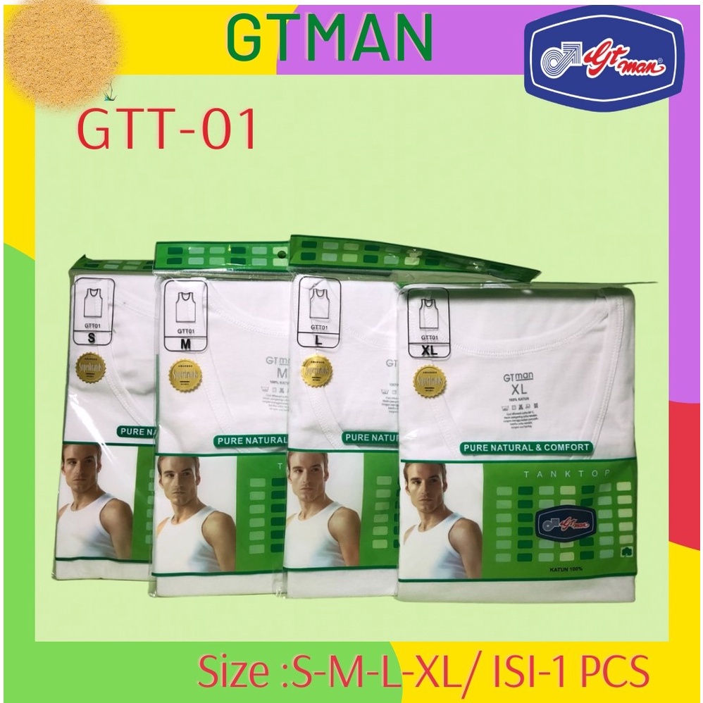 KAOS DALAM SINGLET TENG TOP GT-MAN SUPER CONFORT SIZE S M L XL KATUN 100%