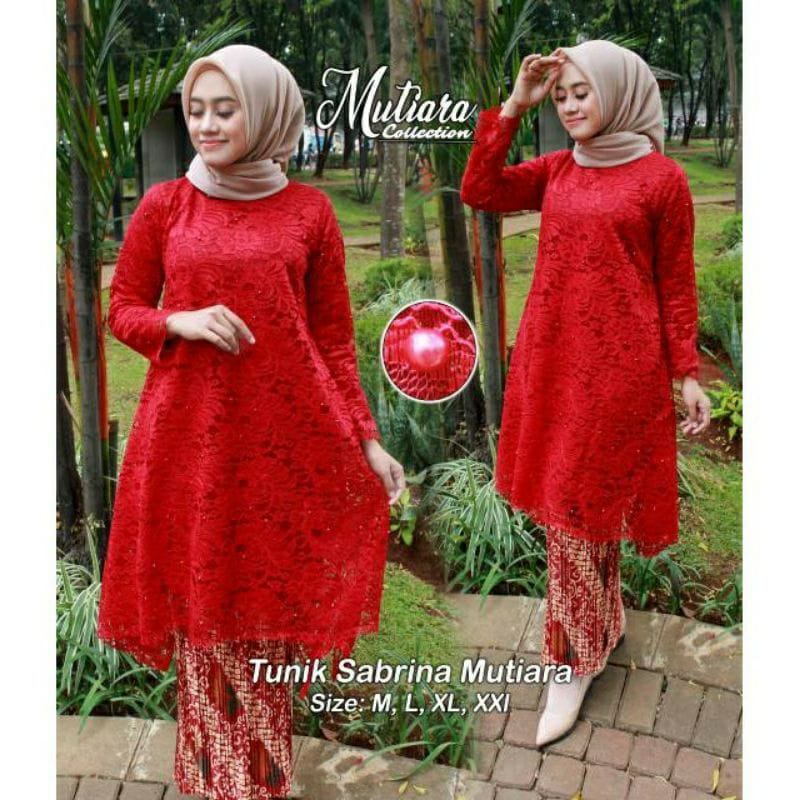 TERBARU SETELAN TUNIK SABRINA MUTIARA /setelan kebaya long tunik brokat/kebaya kondangan terbaru/keb