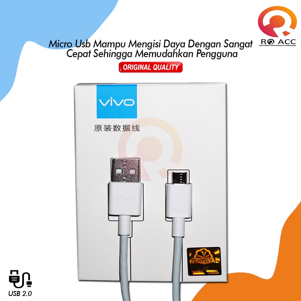 [RO ACC] KABEL DATA VIVO Y12 Y15 Y21 ORIGINAL MICRO USB [ LOGO VIVO DI USB ]