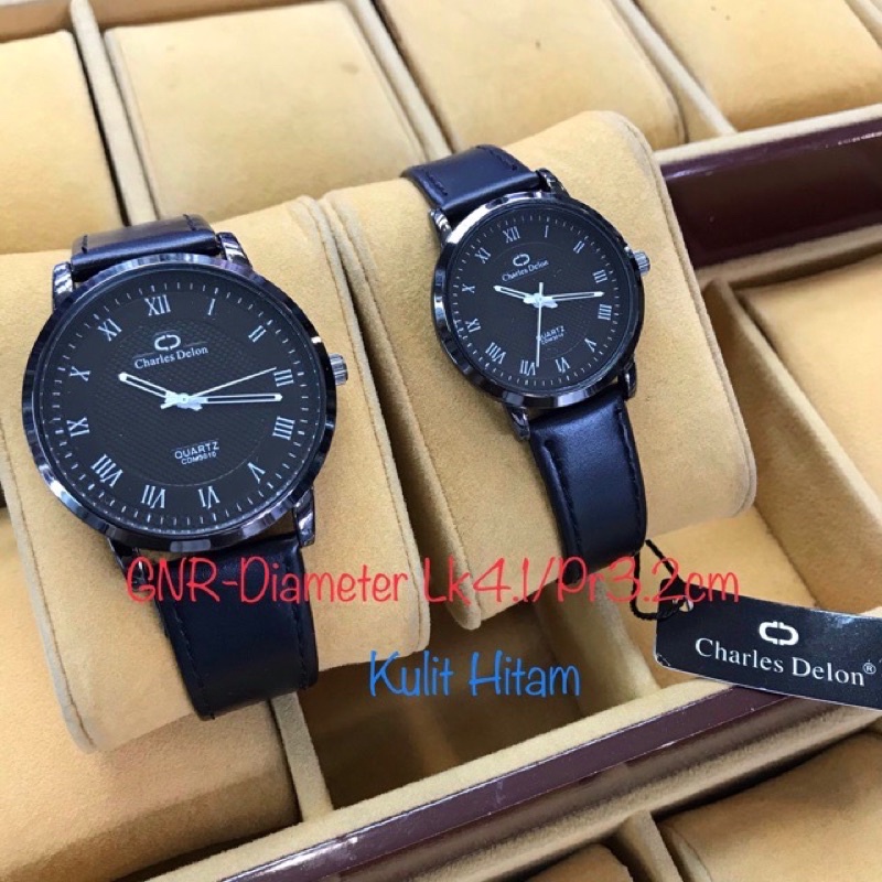 jam tangan couple charles delon kulit tipis original anti air