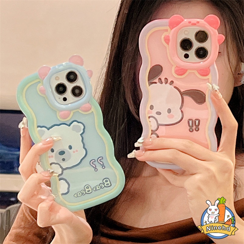 Soft Case Pelindung Anti Gores Motif Beruang Untuk iPhone 14 13 12 11 Pro Max X Xr Xs Max 7 8 6 6s Plus