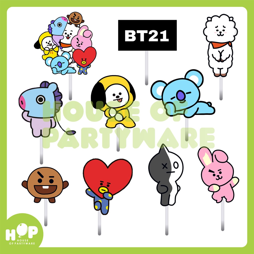 Cake Topper BT21 / Hiasan Kue Ulang Tahun BTS Cartoon