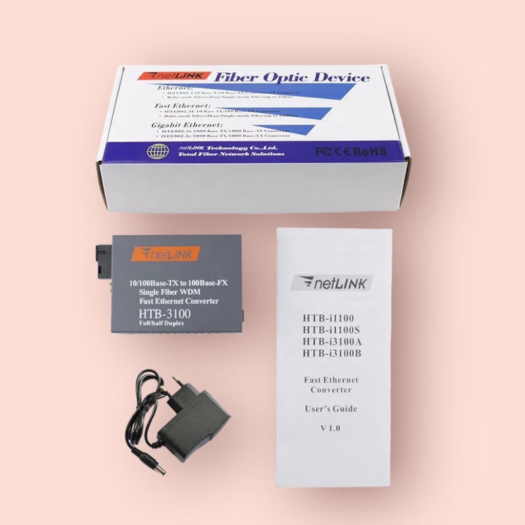 Pair HTB-3100AB Optical Fiber Media Converter Fiber Transceiver Single Fiber Converter SC 10/100M Singlemode ASLI BERKUALITAS